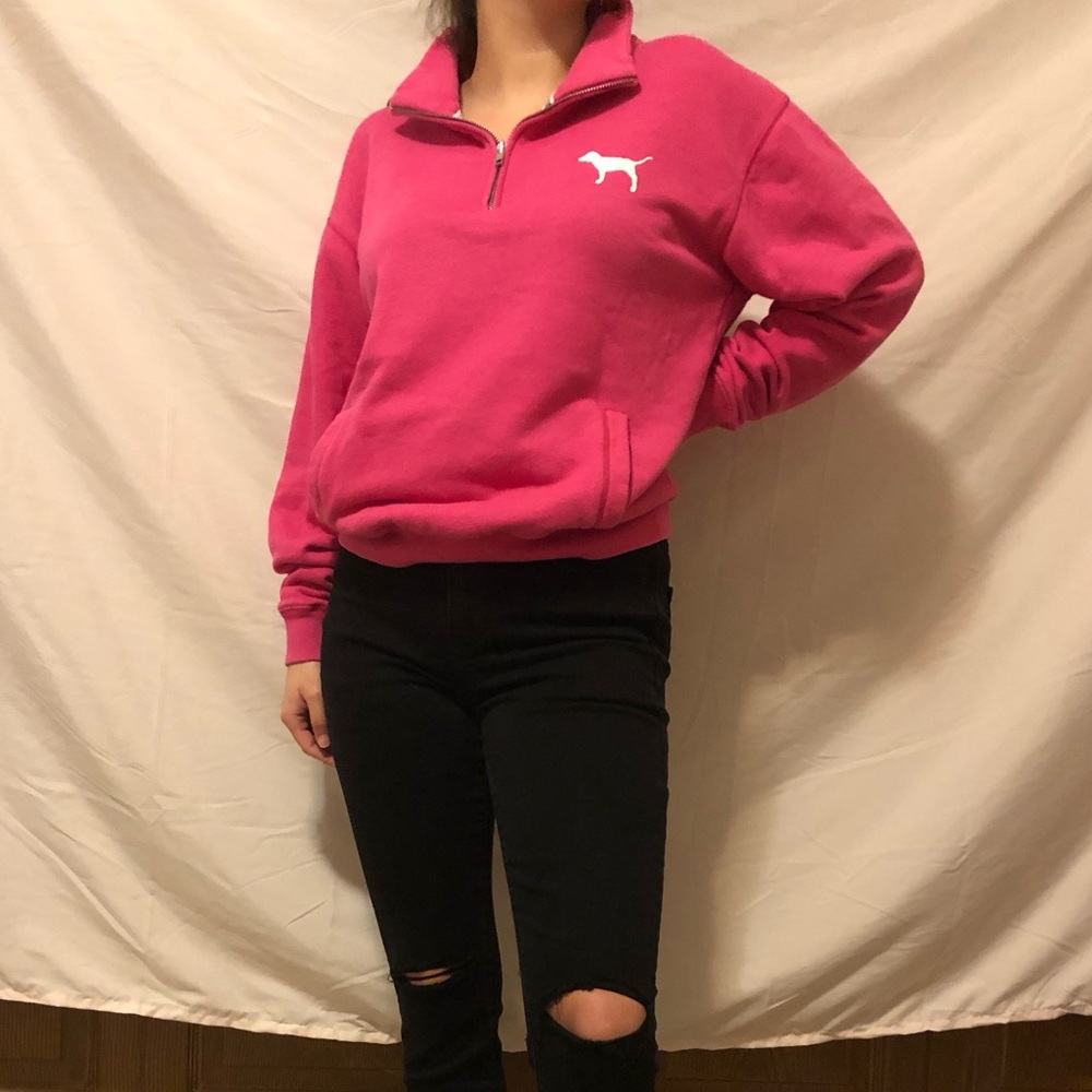Pink quarter zip sweatshirt